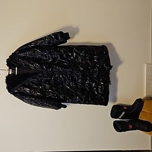 ●●XITAO METALLIC BLACK PUFFER MIDI COAT●●